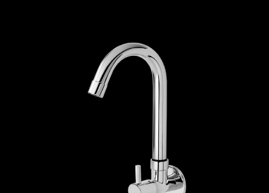 Sink Cock With Swivel ‘J’ Spout - Wall Mounted